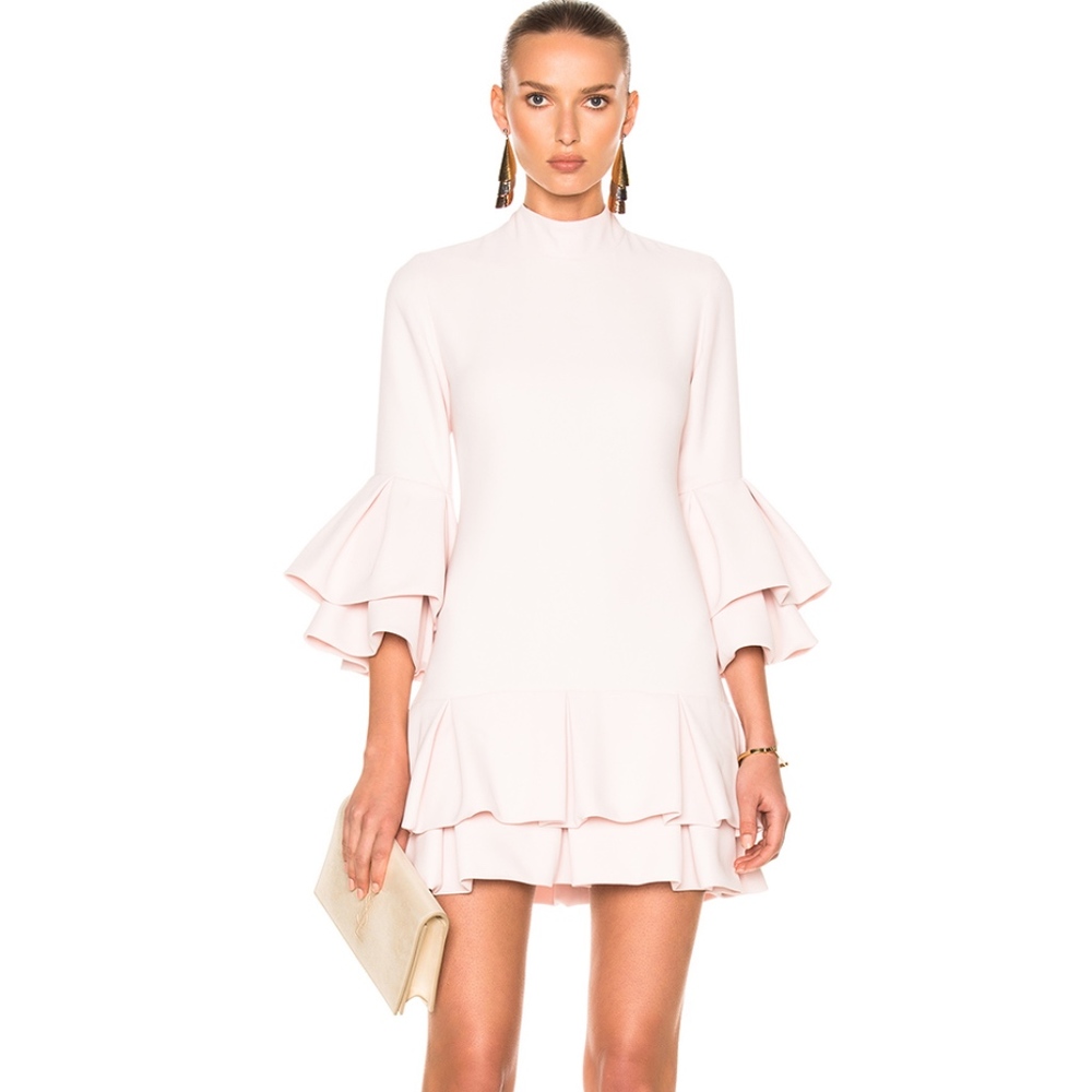 BRANDON MAXWELL RUFFLE HEM MINI DRESS